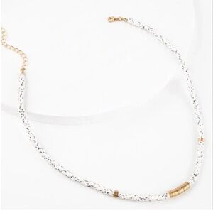 NWT plunder Karla Necklace - white and gray bead with gold hardware